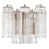 Addis 2 Light Sconce Aged Brass Tronchi Glass Clear Crystorama