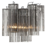 Addis 2 Light Sconce Aged Brass Tronchi Glass Smoke Crystorama Side View