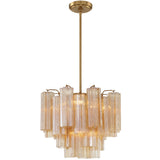 Addis Chandelier Aged Brass Tronchi Glass Amber 17 Inch By Crystorama - With Light