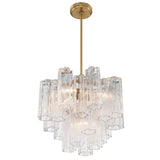 Addis Chandelier Aged Brass Tronchi Glass Clear 17 Inch By Crystorama - Down View
