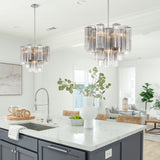 Addis Chandelier Polished Chrome Tronchi Glass Smoke 17 Inch By Crystorama - Lifestyle View