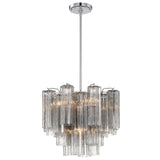 Addis Chandelier Polished Chrome Tronchi Glass Smoke 17 Inch By Crystorama - With Light
