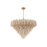 Addis Grand Tiered Chandelier 49" Aged Brass Amber