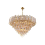 Addis Grand Tiered Chandelier 49" Aged Brass Amber