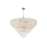 Addis Grand Tiered Chandelier 62" Aged Brass Clear