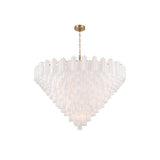 Addis Grand Tiered Chandelier 62" Aged Brass White