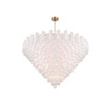 Addis Grand Tiered Chandelier 62" Aged Brass White