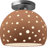 Adobe Brushed Nickel Perforated Medium Globe Semi- Flush by Justice Design