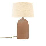 Adobe Cream Linen Fabric Ceramic Tall Kava Table Lamp with Fabric Shade by Justice Design