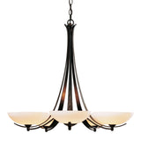 Aegis 5 Arm Chandelier, shown in Dark Smoke, by Hubbardton Forge