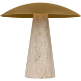 Aegis Table Lamp — Hand Rubbed Antique Brass/Natural Travertine