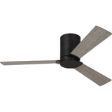 Aged Pewter Housing with Light Grey Weathered Oak Blades Rozzen 44inch Hugger Ceiling Fan by Visual Comfort Fans