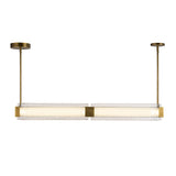 Alai Linear Suspension Vintage Brass Clear Ribbed Glass By Kuzco Front View