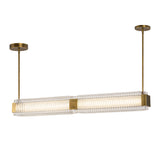 Alai Linear Suspension Vintage Brass Clear Ribbed Glass By Kuzco