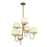 Alba Chandelier Aged Gold Opal Matte Glass 6 Lights By Alora
