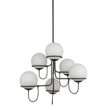Alba Chandelier Matte Black Opal Matte Glass 6 Lights Without Light By Alora
