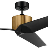 Almere Ceiling Fan Natural Brass Satin Black By Kichler - Detailed View