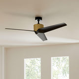 Almere Ceiling Fan Natural Brass Satin Black By Kichler - Lifestyle View1