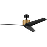 Almere Ceiling Fan Natural Brass Satin Black By Kichler