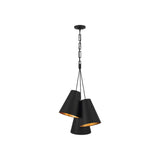 Alston 3-Light Cluster Pendant 20'' Matte Black + Antique Gold