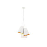 Alston 3-Light Cluster Pendant 20'' Matte White + Antique Gold