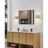 Amelia 4-inch 2-light Champagne Gold and Polished Nickel 5CCT LED Vanity Light with Clear and Clear Ribbed Glass
