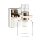 Amelia 4-inch 2-light Polished Nickel and Champagne Gold 5CCT LED Vanity Light with Clear and Clear Ribbed Glass