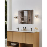 Amelia 4-inch 2-light Polished Nickel and Champagne Gold 5CCT LED Vanity Light with Clear and Clear Ribbed Glass