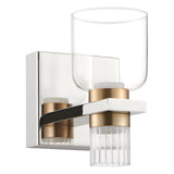 Amelia 4-inch 2-light Polished Nickel and Champagne Gold 5CCT LED Vanity Light with Clear and Clear Ribbed Glass