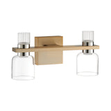 Amelia 15-inch 4-light Champagne Gold and Polished Nickel 5CCT LED Vanity Light with Clear and Clear Ribbed Glass