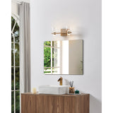 Amelia 15-inch 4-light Champagne Gold and Polished Nickel 5CCT LED Vanity Light with Clear and Clear Ribbed Glass
