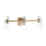 Amelia 24-inch 6-light Champagne Gold and Polished Nickel 5CCT LED Vanity Light with Clear and Clear Ribbed Glass