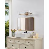 Amelia 24-inch 6-light Champagne Gold and Polished Nickel 5CCT LED Vanity Light with Clear and Clear Ribbed Glass