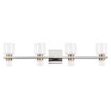 Amelia 34-inch 8-light Polished Nickel and Champagne Gold 5CCT LED Vanity Light with Clear and Clear Ribbed Glass
