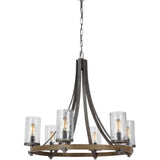 Angelo Chandelier — 30 1/2", Distressed Weathered Oak / Slate Grey Metal