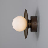 Antique Brass Aosta Brass Disc Bathroom Wall Light by Mullan Lighting