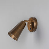 Antique Brass Cashel Adjustable Brass Cone Wall Light by Mullan Lighting