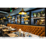 Antique Brass Paris Industrial Brass Pendant by Mullan Lighting in Restaurant