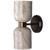 Antique Brass Sakura Marbled Ceramic Double Wall Light by Mullan Lighting
