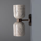 Antique Brass Sakura Marbled Ceramic Double Wall Light by Mullan Lighting
