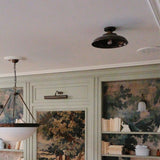 Antique Brass Telal Industrial Factory Flush Ceiling Light by Mullan Lighting Lifestyle