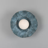Antique Silver Blue Wavy Rivale Wall Light by Mullan Lighting