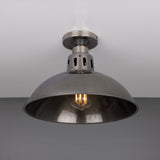 Antique Silver Paris Industrial Flush Ceiling Light by Mullan Lighting