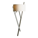 Arbo Wall Sconce, shown in Dark Smoke, Flax Shade, by Hubbardton Forge