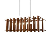 Arca Linear Pendant by Cerno in walnut with brushed aluminum, front view