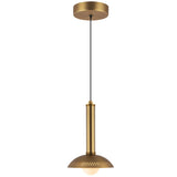 Arden Pendant Light With Shade Brushed Gold Opal Glass By Alora - Front View