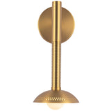 Arden Single Wall/Vanity Light With Shade Brushed Gold Opal Glass By Alora - Front View