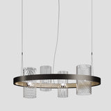 Armonia Oval Chandelier By Vistosi, Finish: Matte Black Nickel Matte Gold, Color: Multicolor 3