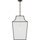 Arnio Pendant — 16", White Linen, Aged Iron