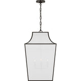 Arnio Pendant — 22", White Linen, Aged Iron